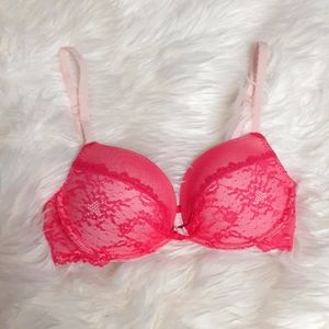 Victoria's Secret Pink Lace Padded Demi Bra 32C
